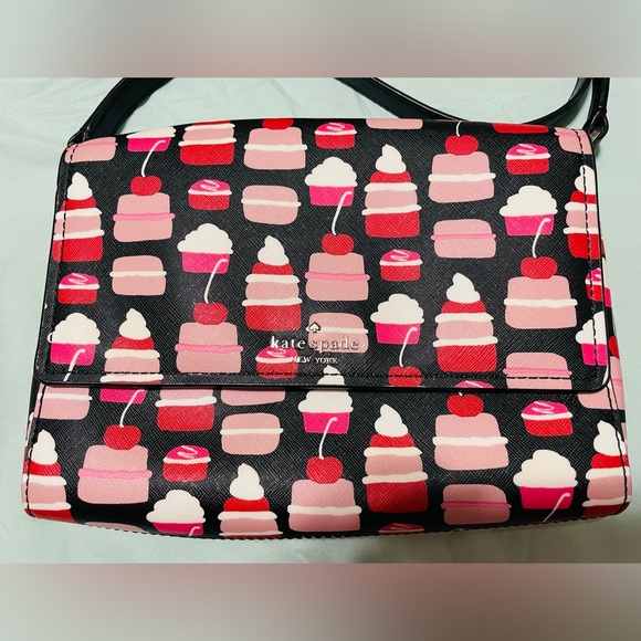 Kate Spade Black and Pink Dessert Pattern Crossbody Bag - Picture 2 of 8